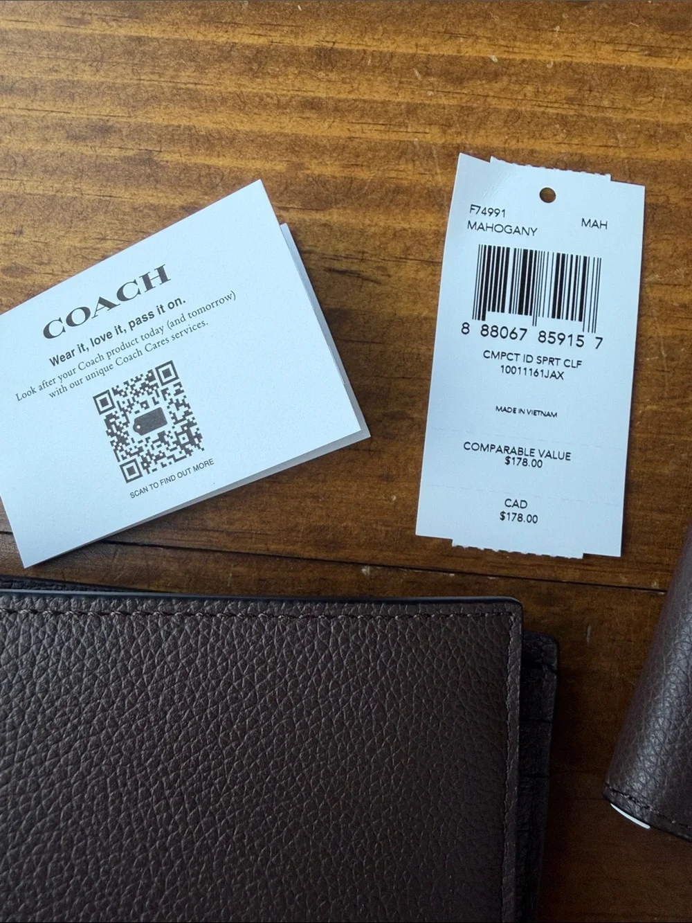 Coach Men’s Brown Mahogany Leather Wallet